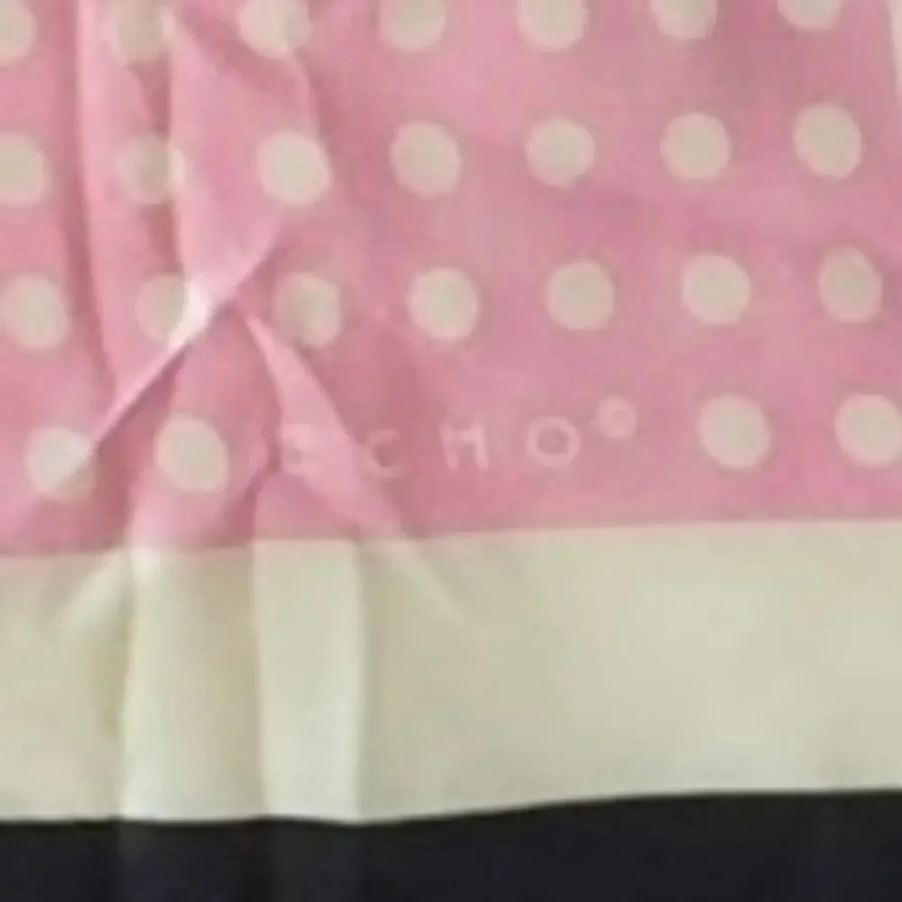 Vintage Echo Scarf Silk Chinon Blend Polka Dot Pink, White, Black Square 31” 70s